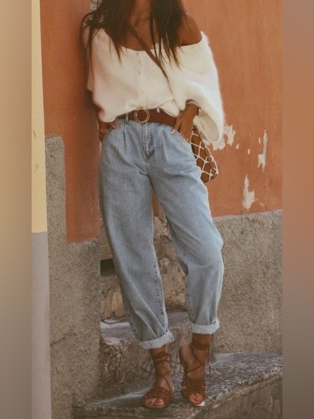High Waisted Baggy Jeans Boyfriend Cropped Loose Denim Pants Relaxed Fit Jeans